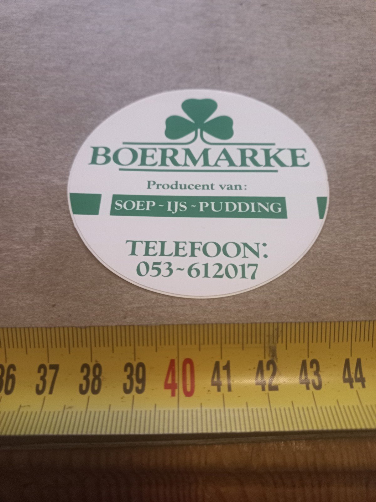 Vintage Boermarke Soep IJs Pudding Sticker, Verzamelen, Ophalen of Verzenden