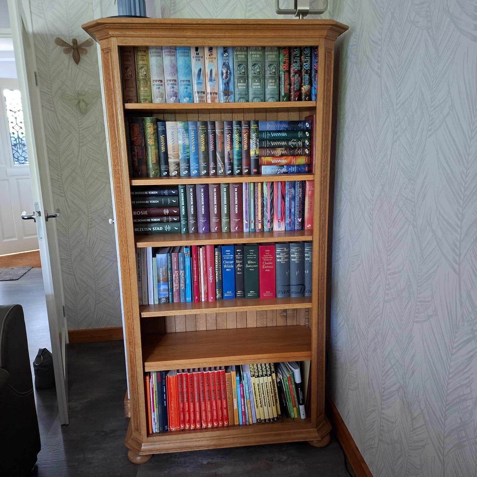 Massief Eiken Boekenkast met 6 planken - 180x100x40 cm, Huis en Inrichting, Kasten | Boekenkasten, Ophalen, Met plank(en), Gebruikt