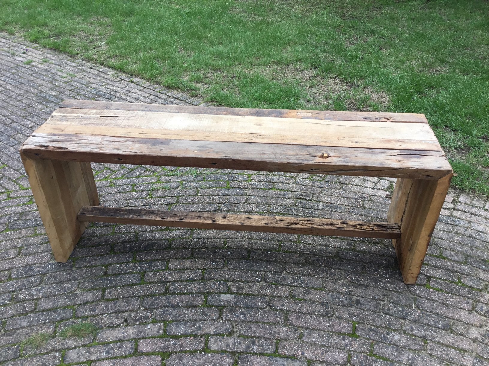 Robuust houten bankje, Ophalen of Verzenden, Zo goed als nieuw