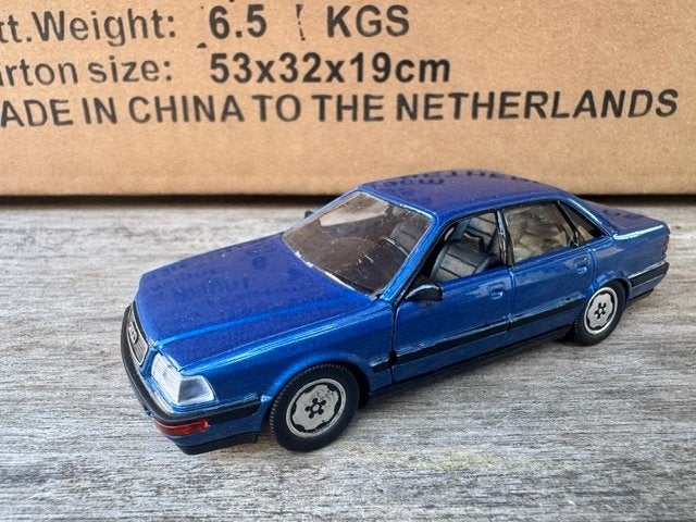 1:43 Audi V8 Schabak Blauw met., Hobby en Vrije tijd, Modelauto's | 1:43, Ophalen of Verzenden, Gebruikt, Auto, Overige merken