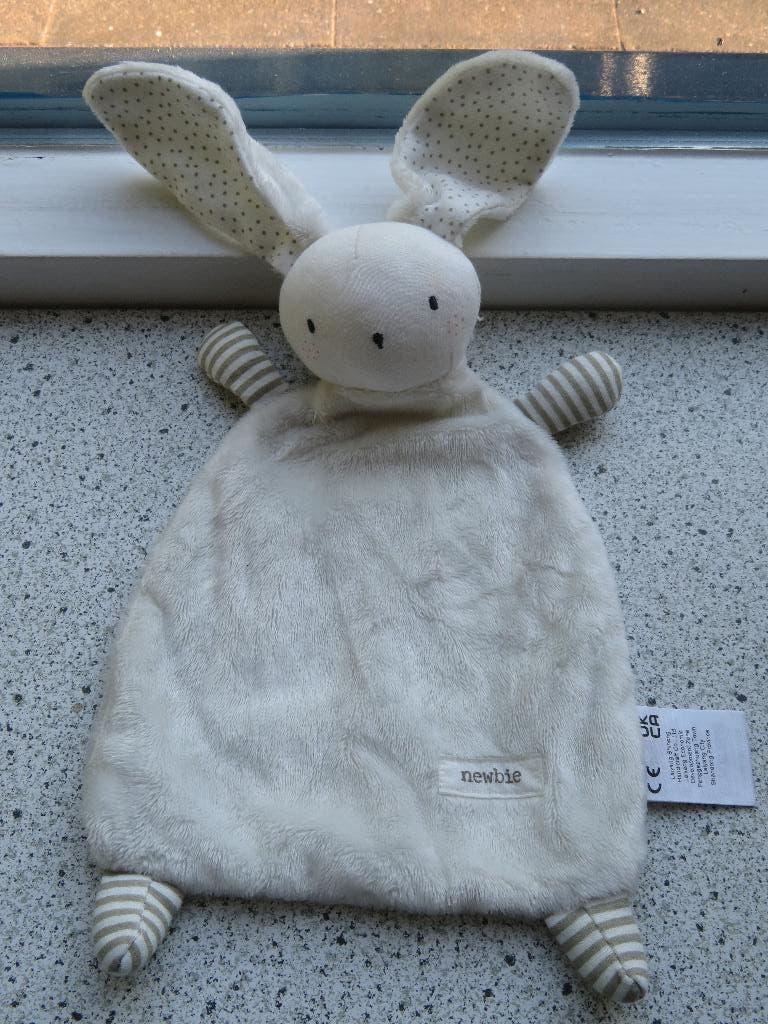 Knuffeldoek konijn of konijntje  NEWBIE wit velours, Konijn, Ophalen of Verzenden, Zo goed als nieuw, Wasbaar