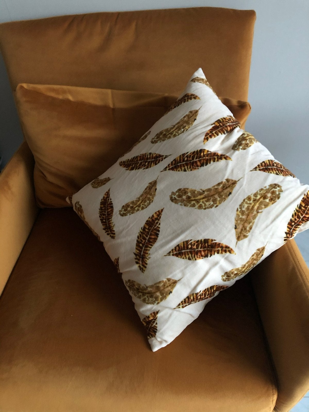 Sierkussen nieuw met verenprint -GoRound Interior, Overige merken, Meerkleurig, Met print, Vierkant