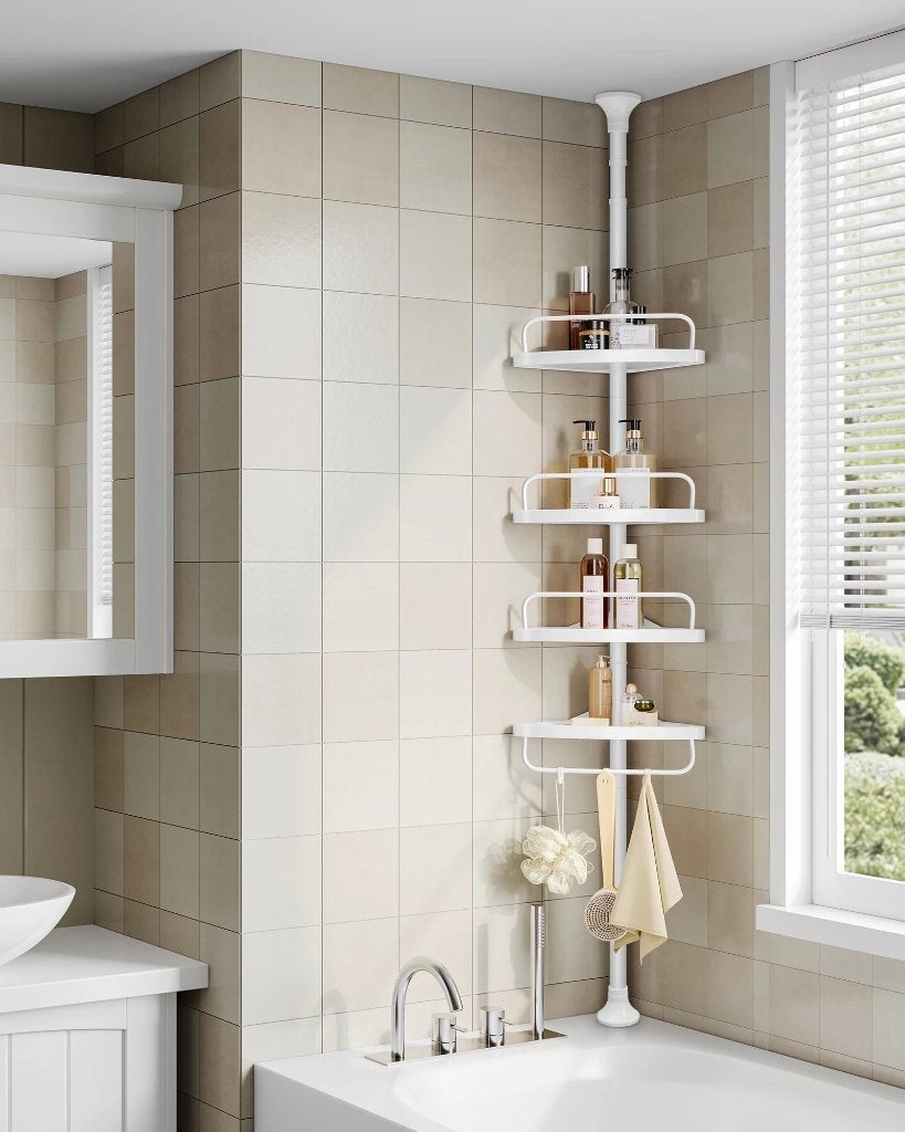 Luxe verstelbaar doucherek met 4 bakjes (85-305cm), 200 cm of meer, Overige typen, Nieuw, 25 tot 50 cm
