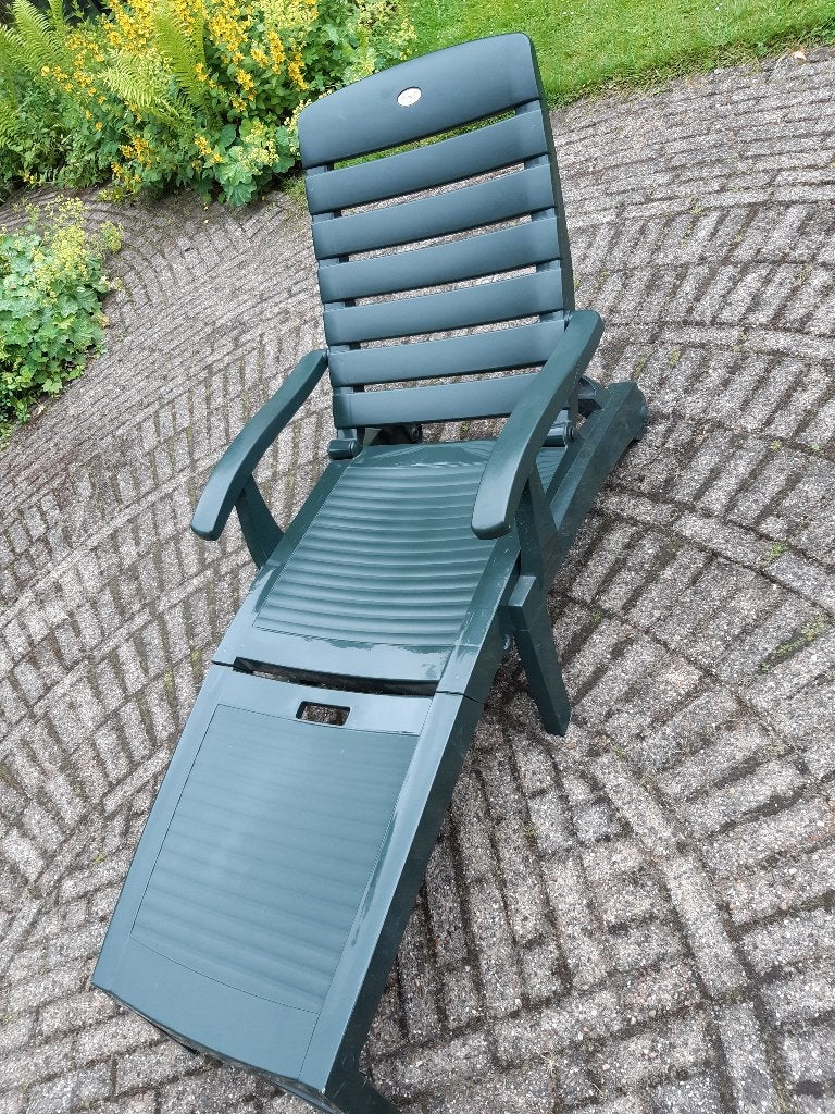 tuinstoel van zit tot lig., Tuin en Terras, Ophalen, Zo goed als nieuw, Kunststof, Inklapbaar