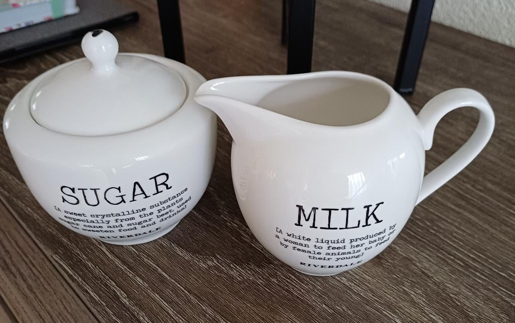 Riverdale suiker en melk set, Huis en Inrichting, Overige typen, Ophalen of Verzenden, Zo goed als nieuw, Overige stijlen