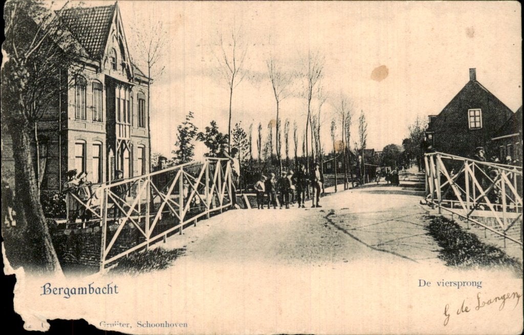 Bergambacht - De viersprong - Brug, Ophalen of Verzenden, Voor 1920, Gelopen, Zuid-Holland