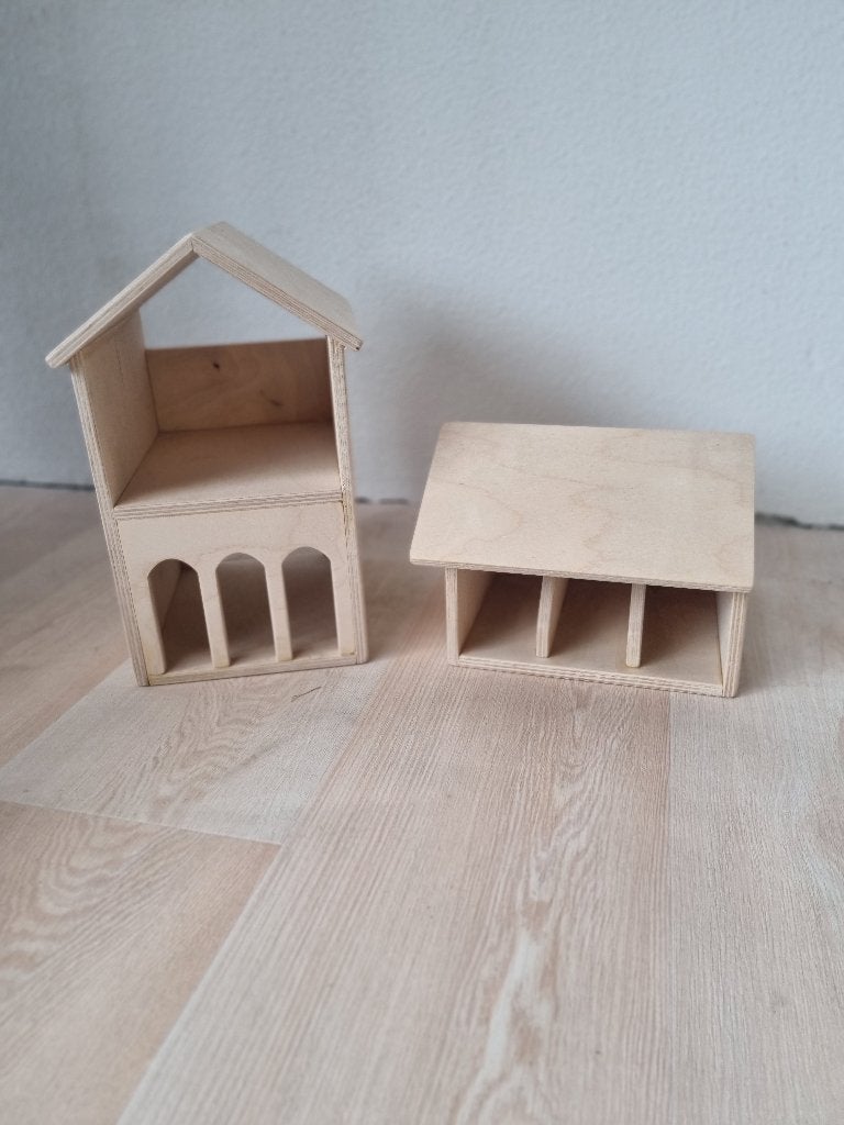 Houten boerderij gebouwen - 2-delig - Loods66B, Kinderen en Baby's, Ophalen, Nieuw, Overige typen