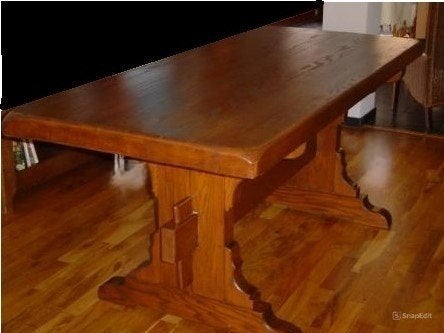 Vintage massief eiken kloostertafel eettafel, Huis en Inrichting, Ophalen, Gebruikt, Eikenhout, 50 tot 100 cm