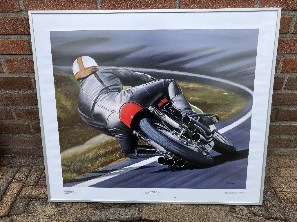 Prent Giacomo Agostini & Mike Hailwood, Ophalen, 1960 tot 1980, Gebruikt, Foto