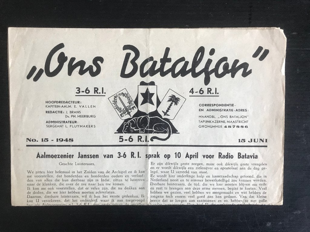 Indie bataljonskrantje ‘Ons Bataljon’, Boeken, Oorlog en Militair, Ophalen of Verzenden, Tweede Wereldoorlog, Gelezen