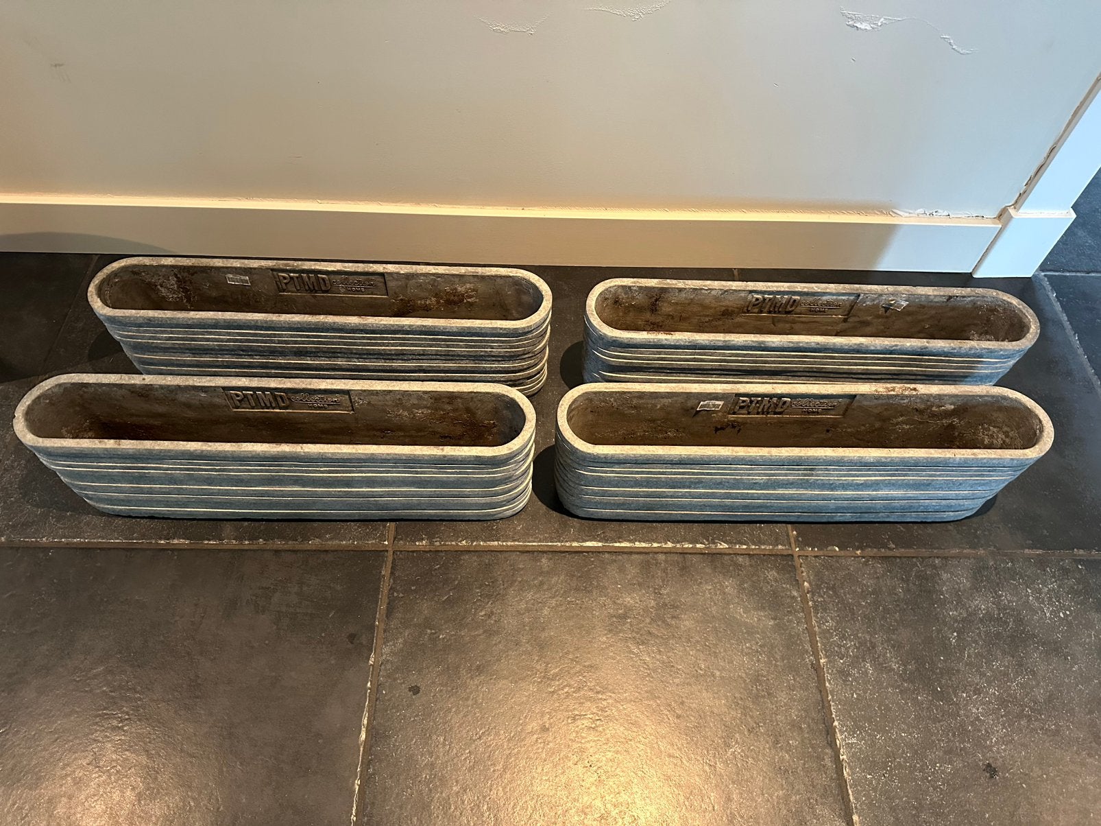 Setvan 4 PTMD Collection bloembakken grijs betonlook, Ophalen of Verzenden