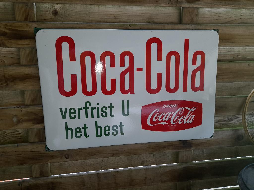 Coca-Cola LANGCAT emaille bird, Verzamelen, Merken en Reclamevoorwerpen, Ophalen of Verzenden, Zo goed als nieuw, Reclamebord