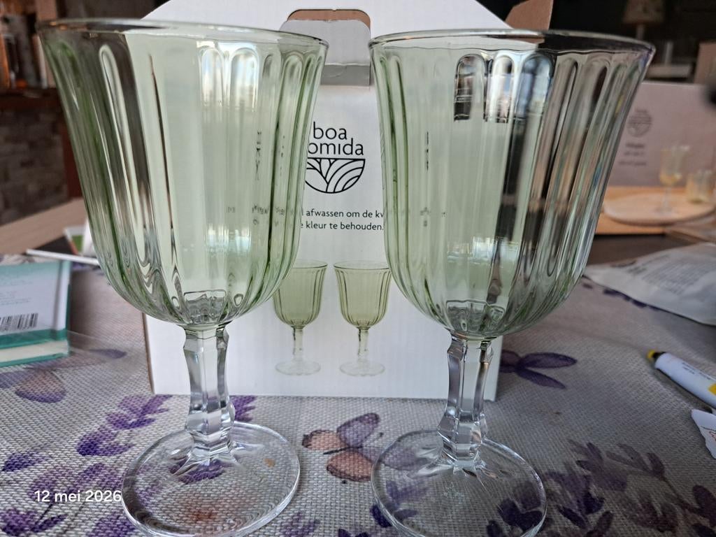 Boa Comida wijnglazen set van 2 - groen, Nieuw, Ophalen of Verzenden, Overige merken, Groen