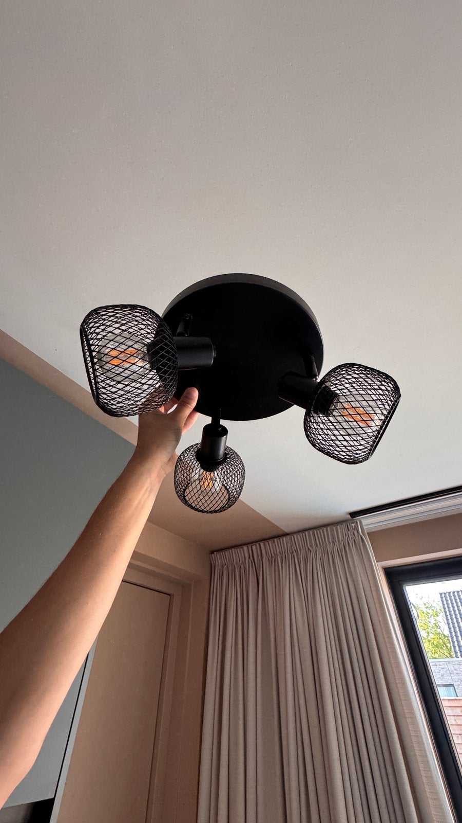 Zwarte Plafondspot met 3 Lampen, Verstelbaar, Zwart, Ophalen of Verzenden, Zo goed als nieuw