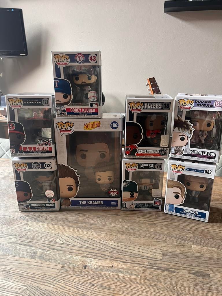 Diverse Funko pops SEINFELD, NFL, NHL, muziek sport series, Ophalen of Verzenden, Zo goed als nieuw