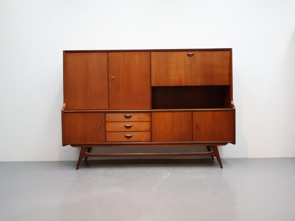 Vintage Teak Wandmeubel Louis van Teeffelen Combi nr 11, Ophalen, ., 100 tot 150 cm, Webé meubelen