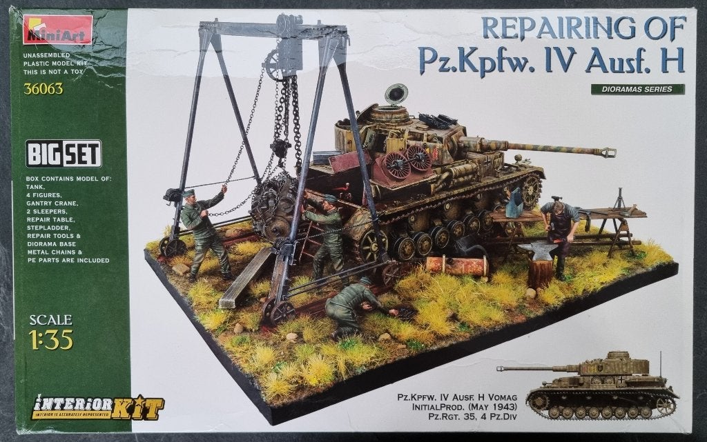 MiniArt BigSet 1:35 #36063 WWII Repairing of Pz.Kpfw.IV Tank, Ophalen of Verzenden, Nieuw, 1:35 tot 1:50, Diorama