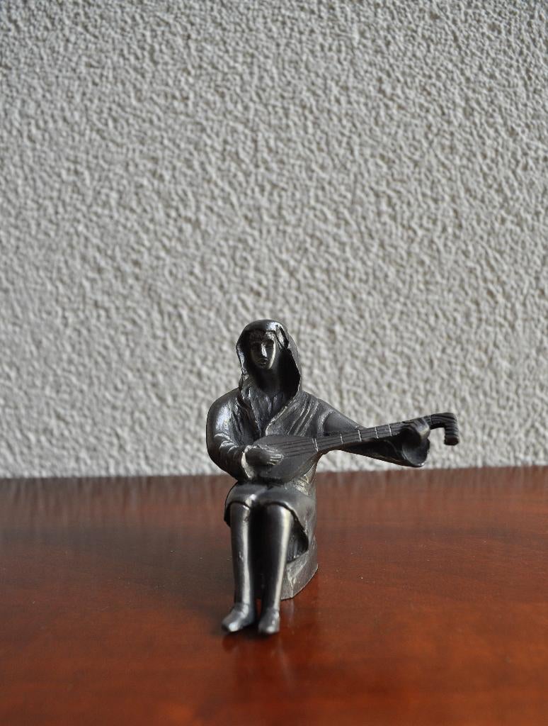 Miniatuur Beeldje Luitspeler Daalderop Tin 7 cm, Ophalen of Verzenden