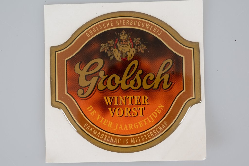 2 Stickers voor tapruiter Grolsch Wintervorst, Verzamelen, Ophalen of Verzenden, Zo goed als nieuw, Reclamebord, Plaat of Schild