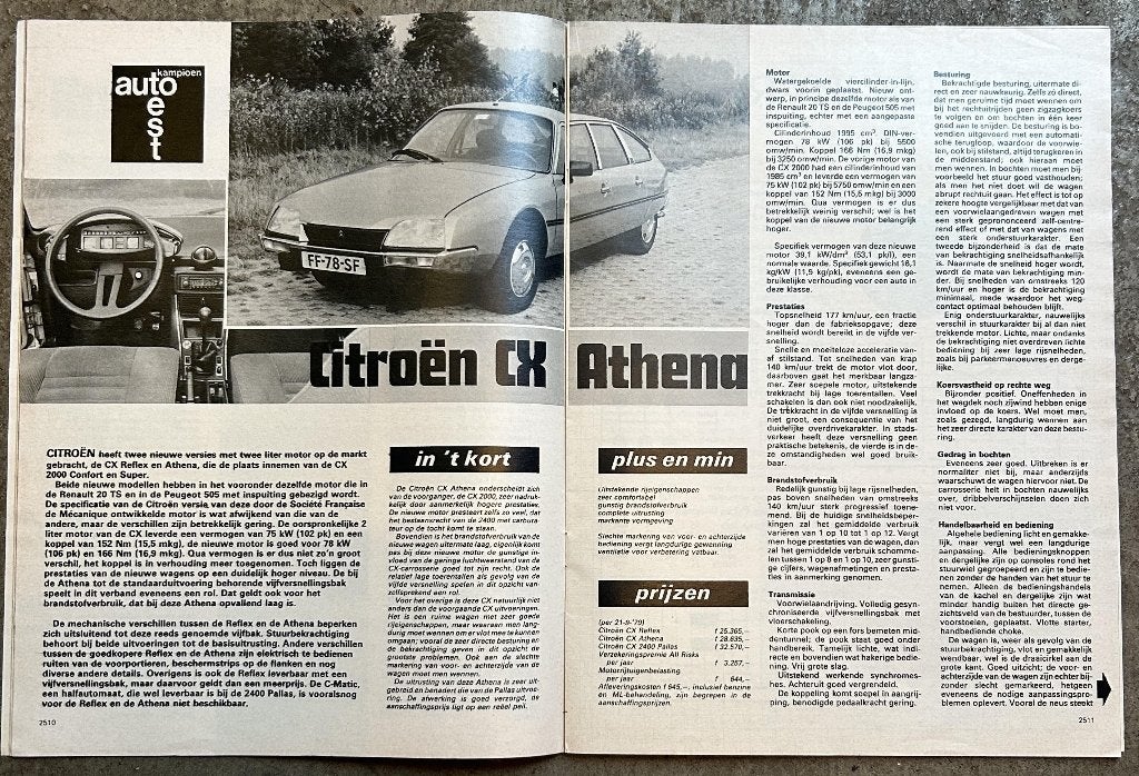 Citroen CX ( serie 1 - Athena - GTi ) testen in Autovisie ea, Gelezen, Ophalen of Verzenden, Autovisie, Citroën