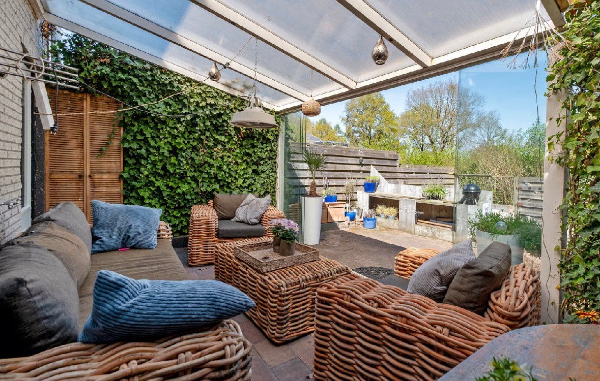 XXL bamboe tuinbank, Tuin en Terras, Tuinsets en Loungesets, Ophalen, Zo goed als nieuw