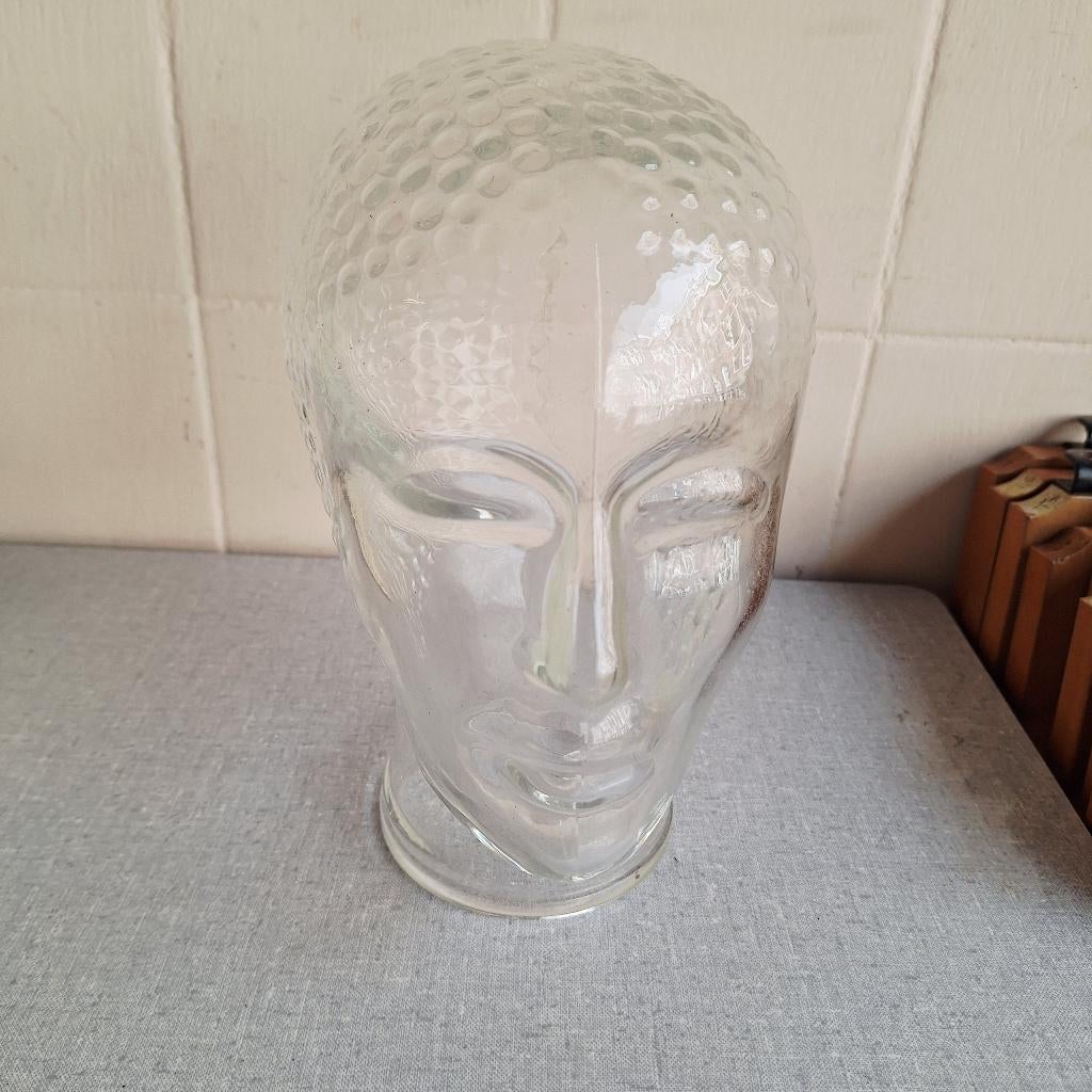 Vintage / Retro Glazen Paspop / Mannequin Hoofd, Antiek en Kunst, Curiosa en Brocante, Ophalen of Verzenden
