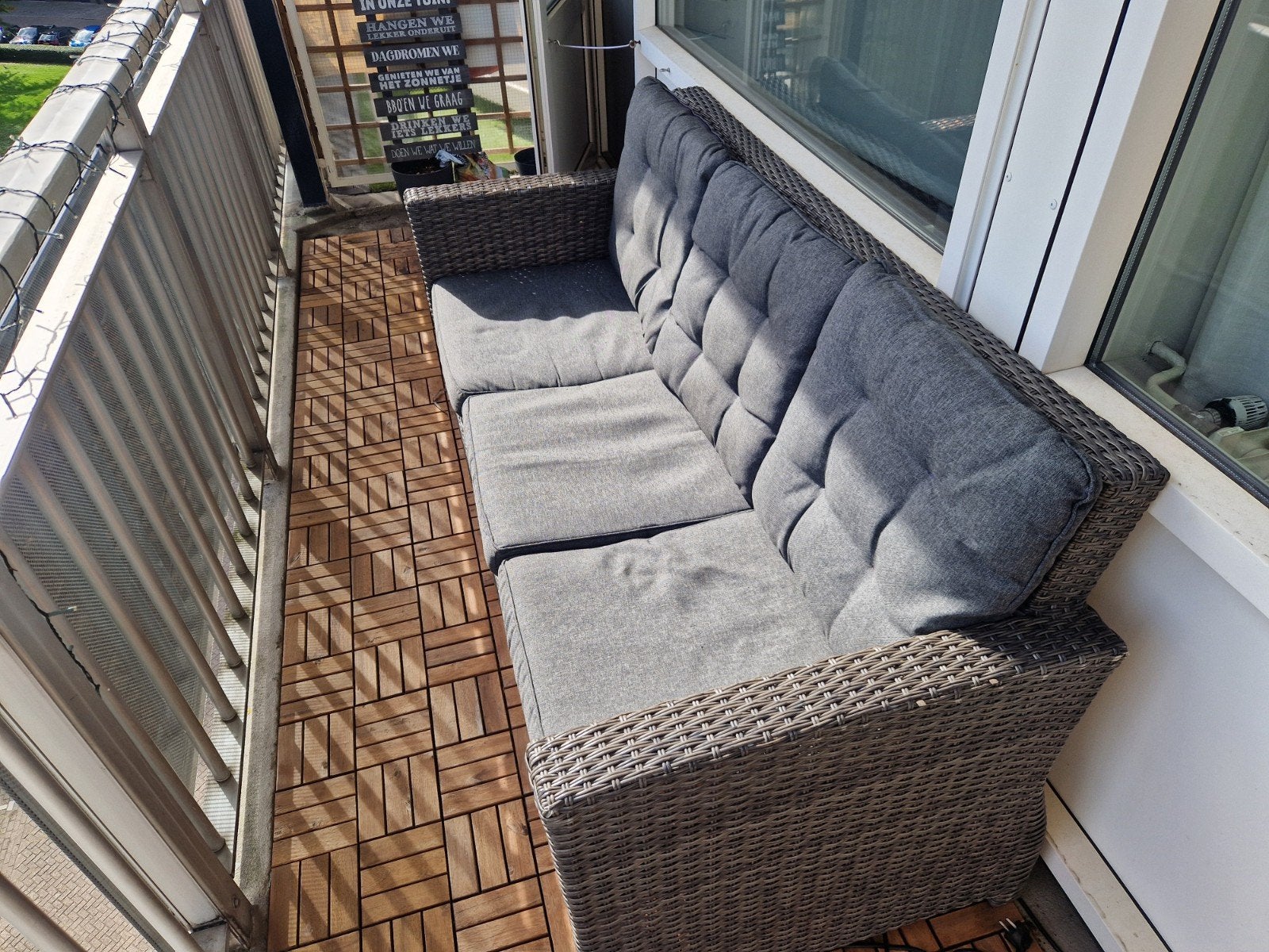 Comfortabele Wicker Loungeset met Kussens, Tuin en Terras, Ophalen, 3 zitplaatsen, Zo goed als nieuw, Loungeset