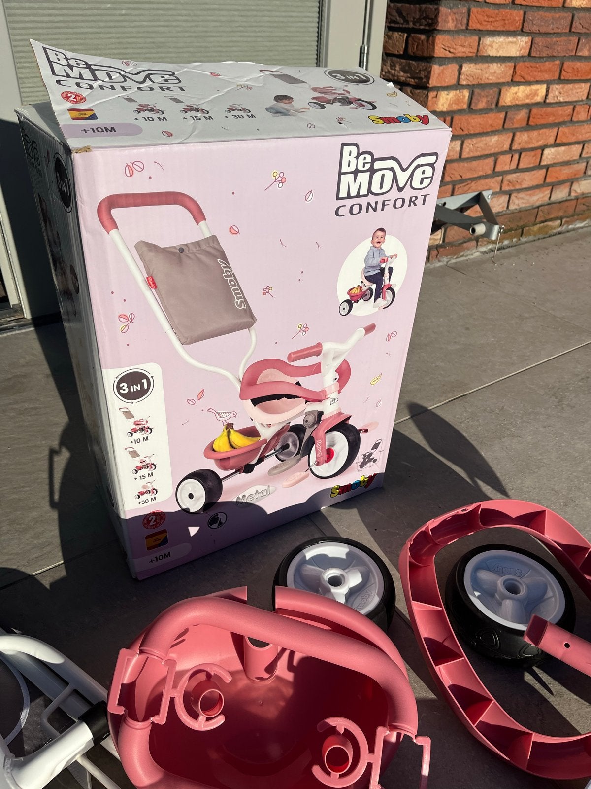 Nieuwe Smoby Be Move Confort 3-in-1 driewieler roze, Ophalen, Nieuw, Duwstang