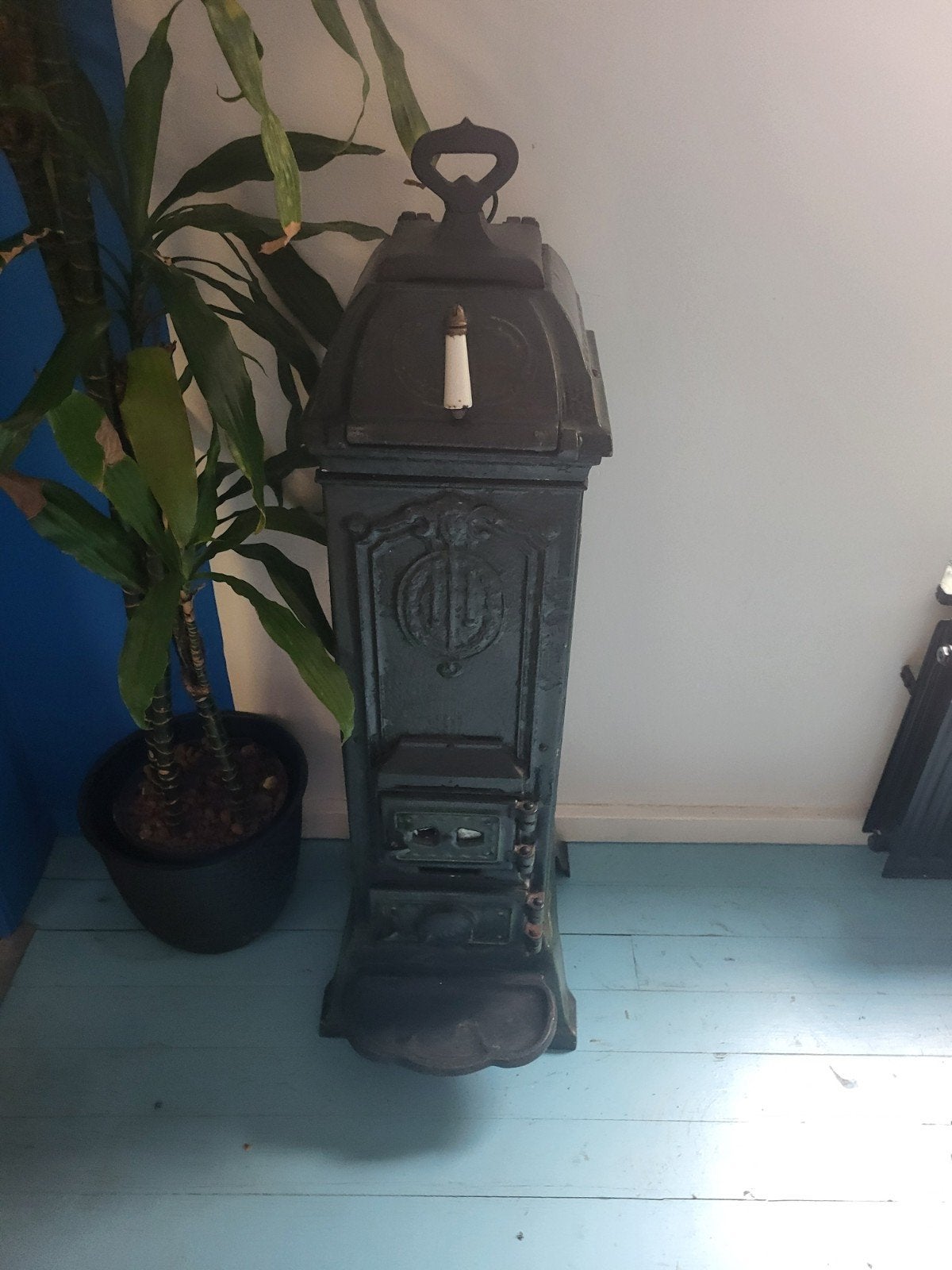 Mooie emaille Art nouveau Art Deco houtkachel uit de jaren 2, Ophalen, Gebruikt, Hout, Houtkachel