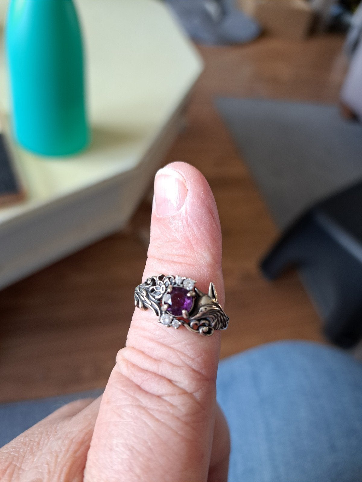 Ring echt zilver amethist in maat verstelbaar, Ophalen of Verzenden, Paars, Zilver, Dame