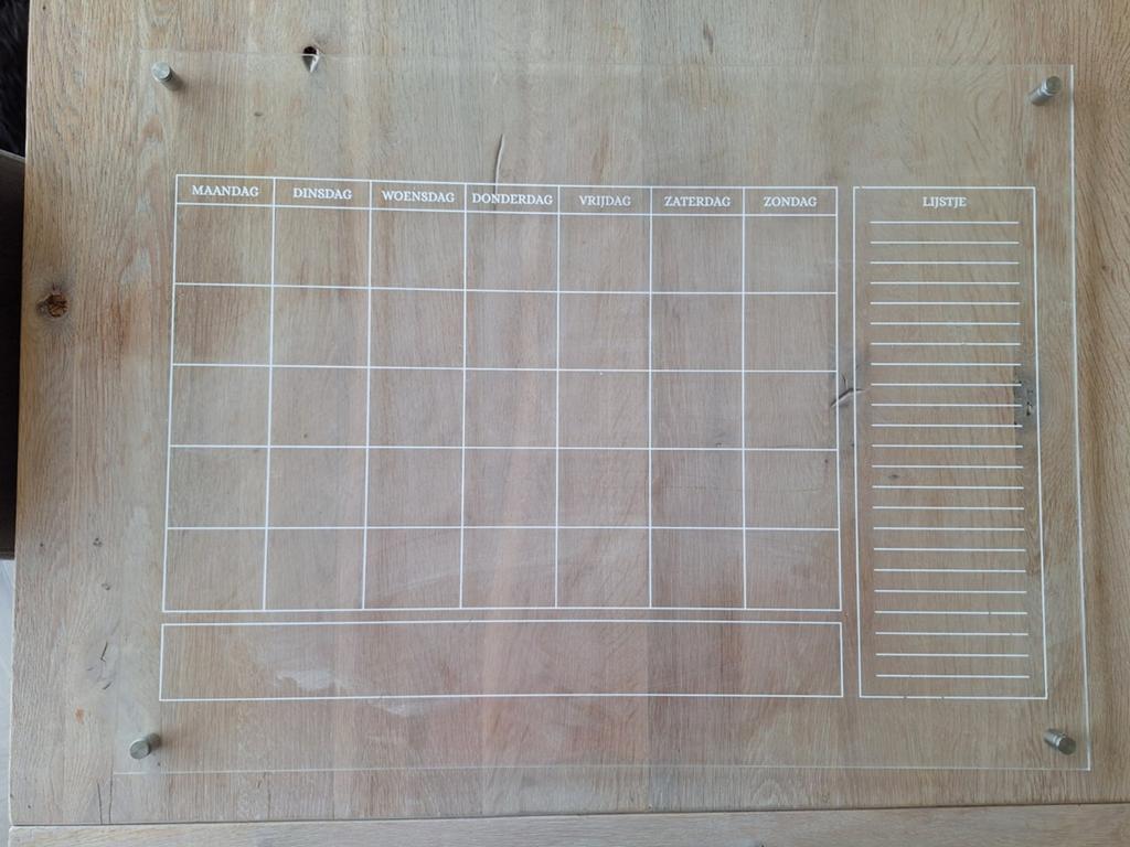 Weekplanner 60 x 80 cm (Afwisbaar - Plexiglas), Ophalen, Zo goed als nieuw, Overige typen