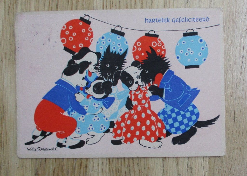 BB 99 vintage kinderkaart Willy Schermele hondjesserie, Verzamelen, Ophalen of Verzenden, 1940 tot 1960, Kinderen