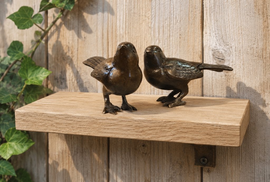 2 MUSJES / BRONS / vogel, Dierenbeeld, Nieuw, Info@huisentuindecoratiemarie.nl, Huis en tuin decoratie marie