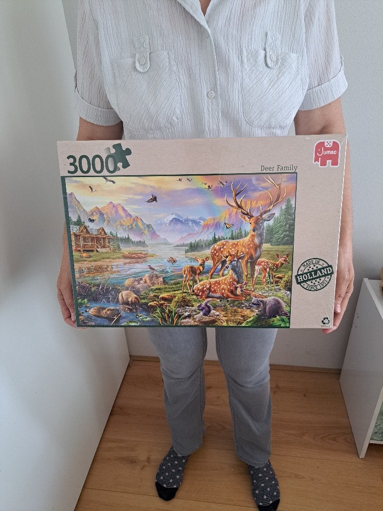 Hertenfamilie Puzzel 3000 Stukjes Jumbo ONGEOPEND, Ophalen of Verzenden, Meer dan 1500 stukjes, Nieuw, Legpuzzel