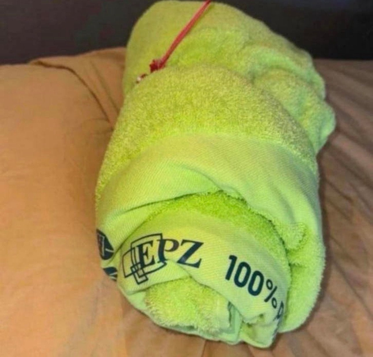 Groene handdoek met 'EPZ 100%' logo, Gebruikt, Overige merken, Handdoek, Ophalen of Verzenden