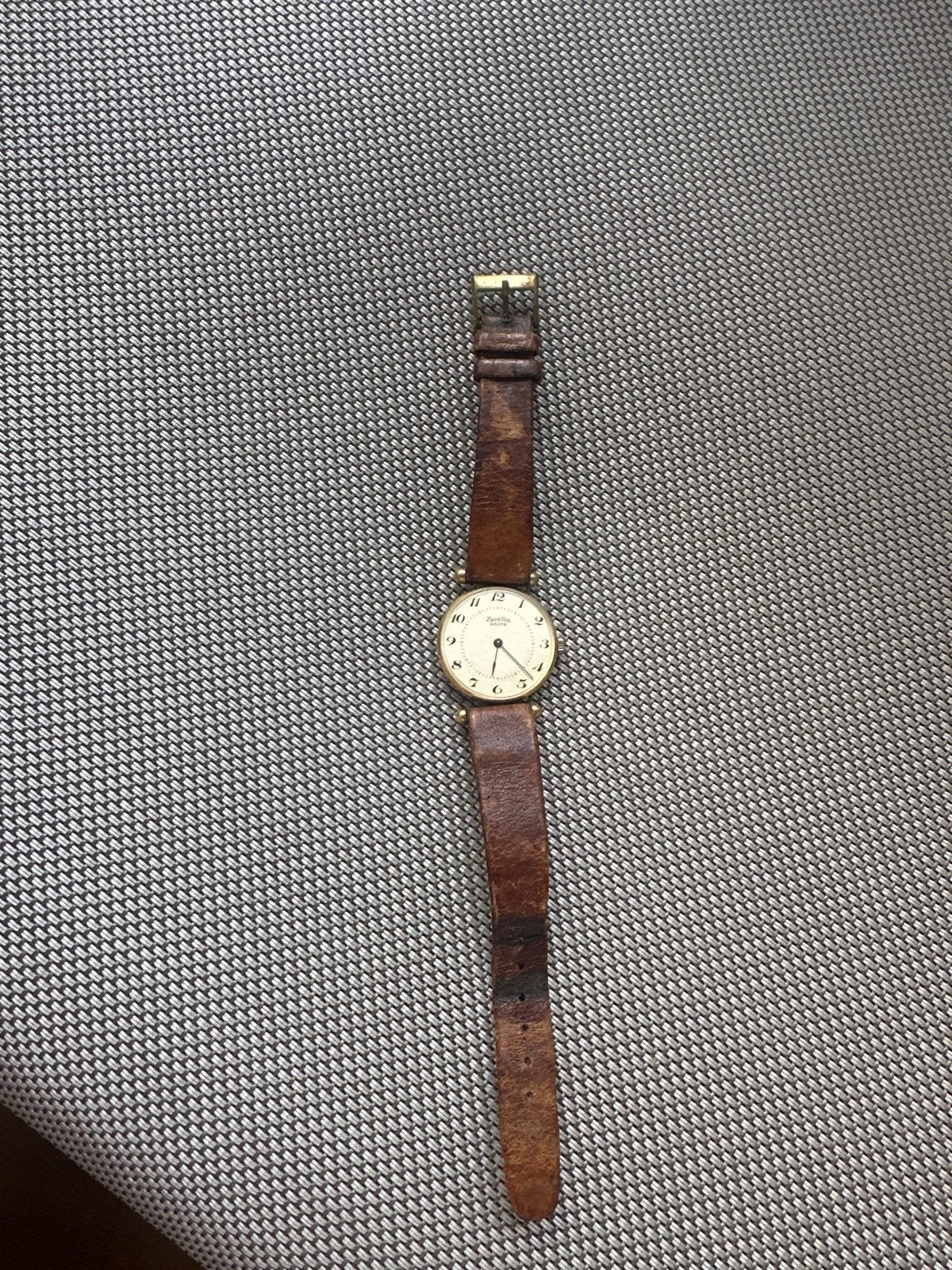 Vintage ZentRa Ancre Polshorloge met Leren Bandje, Overige merken, Overige materialen, Met bandje, Polshorloge