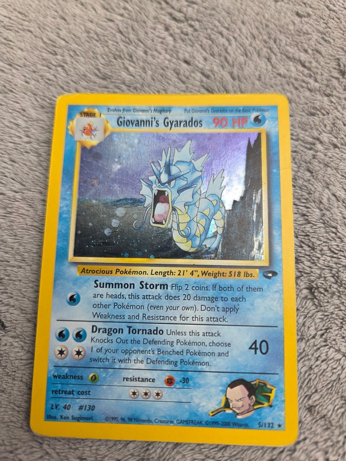 Giovanni's Gyarados Pokémon Kaart - Vintage Holo, Ophalen of Verzenden, Gebruikt, Losse kaart, Foil