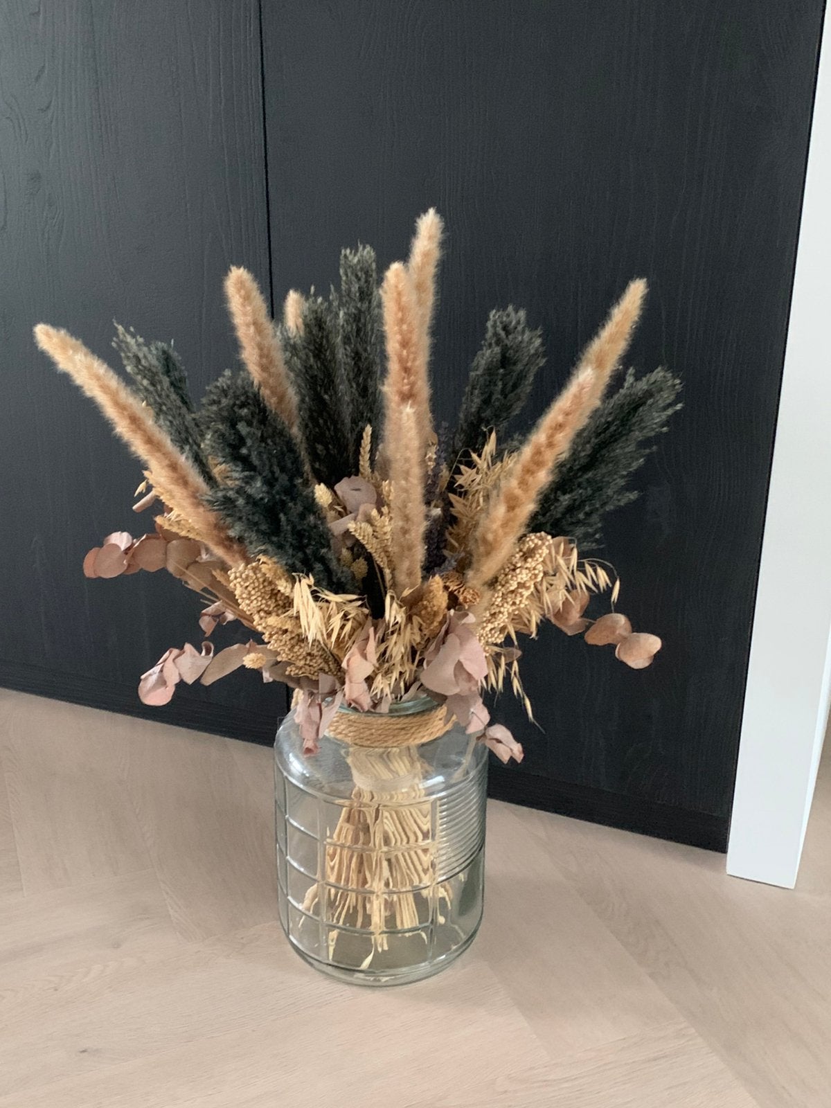 Mooi groot boeket droogbloemen incl vaas 70 cm hoog, Ophalen, Zo goed als nieuw
