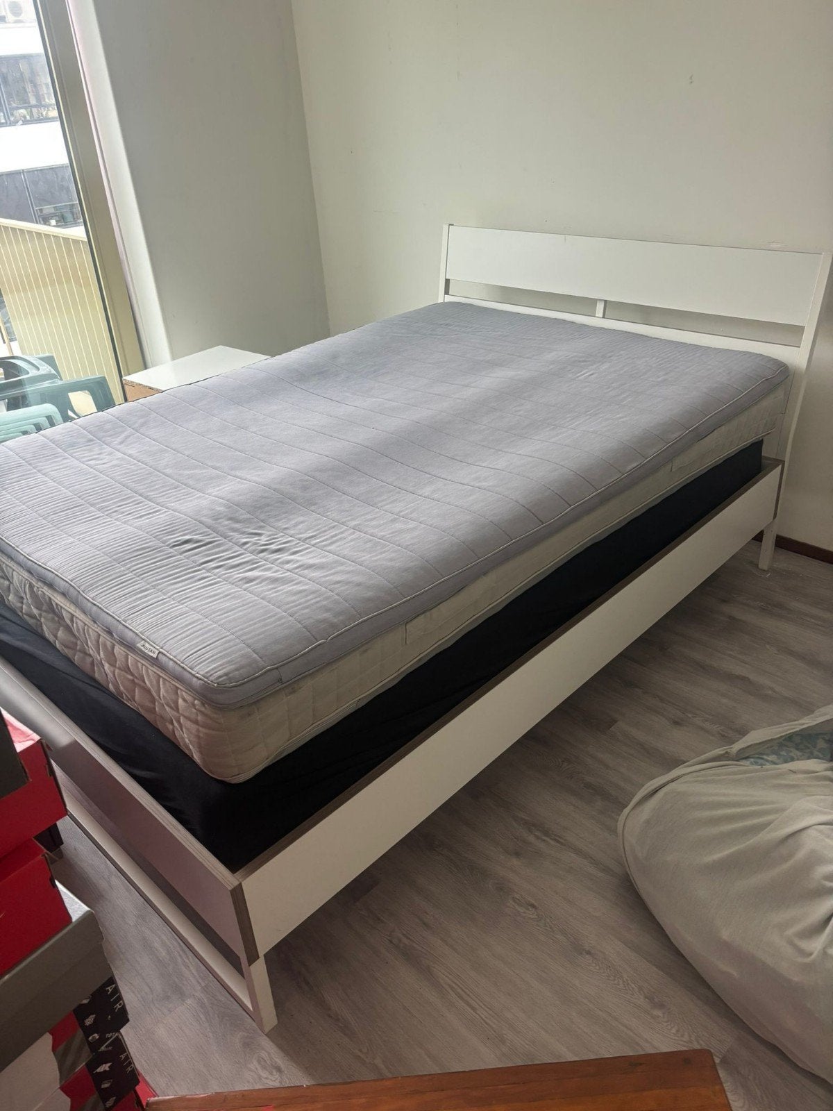 Ikea bed Malm 140 x 200, Ophalen, Wit, Tweepersoons, 140 cm