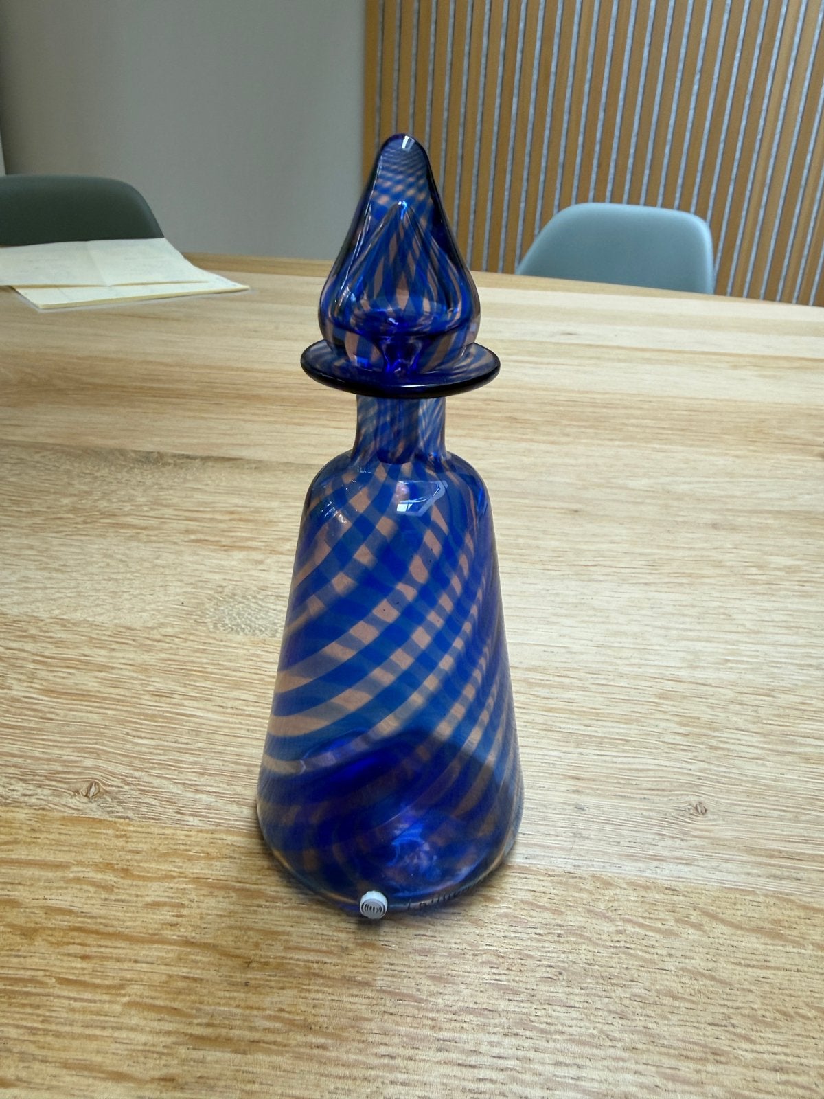 La Murrina Murano karaf blauw spiraalglas vintage jr 70/80, Ophalen of Verzenden