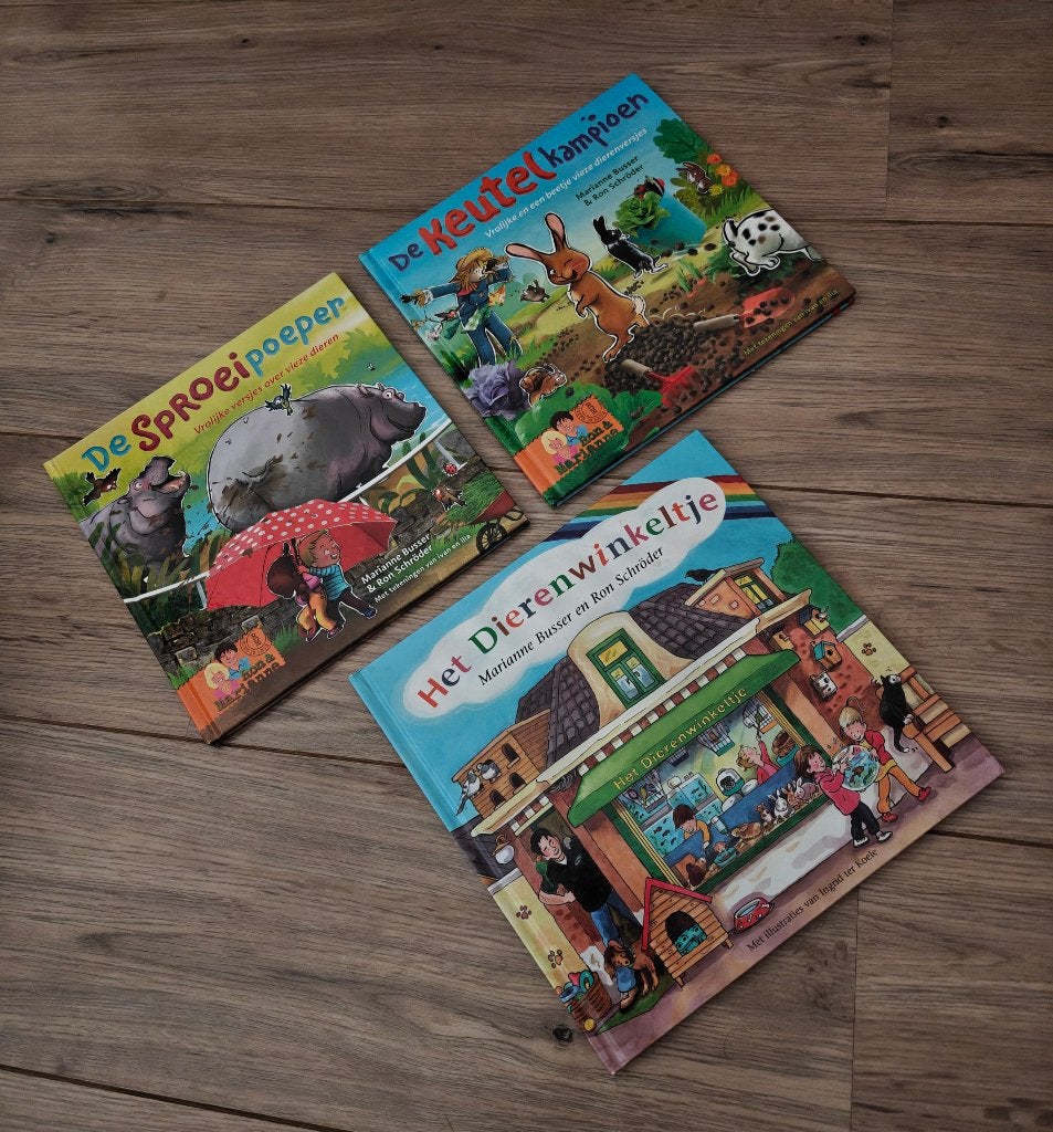 Het dierenwinkeltje, de sproeipoeper en de keutelkampioen, Fictie algemeen, Nieuw, Ophalen of Verzenden, Voorleesboek