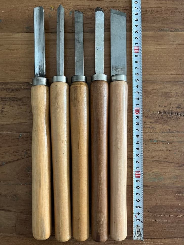 Houtdraaibeeitels set van 5 stuks, Doe-het-zelf en Verbouw, Gereedschap | Handgereedschap, Ophalen of Verzenden, Gebruikt, Beitel