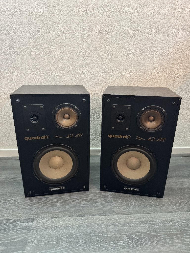 Vintage Quadral KX 100 II Speakers – Duits topgeluid!, Gebruikt, Inclusief kabels, 60 tot 120 watt, Boekenplank luidspreker