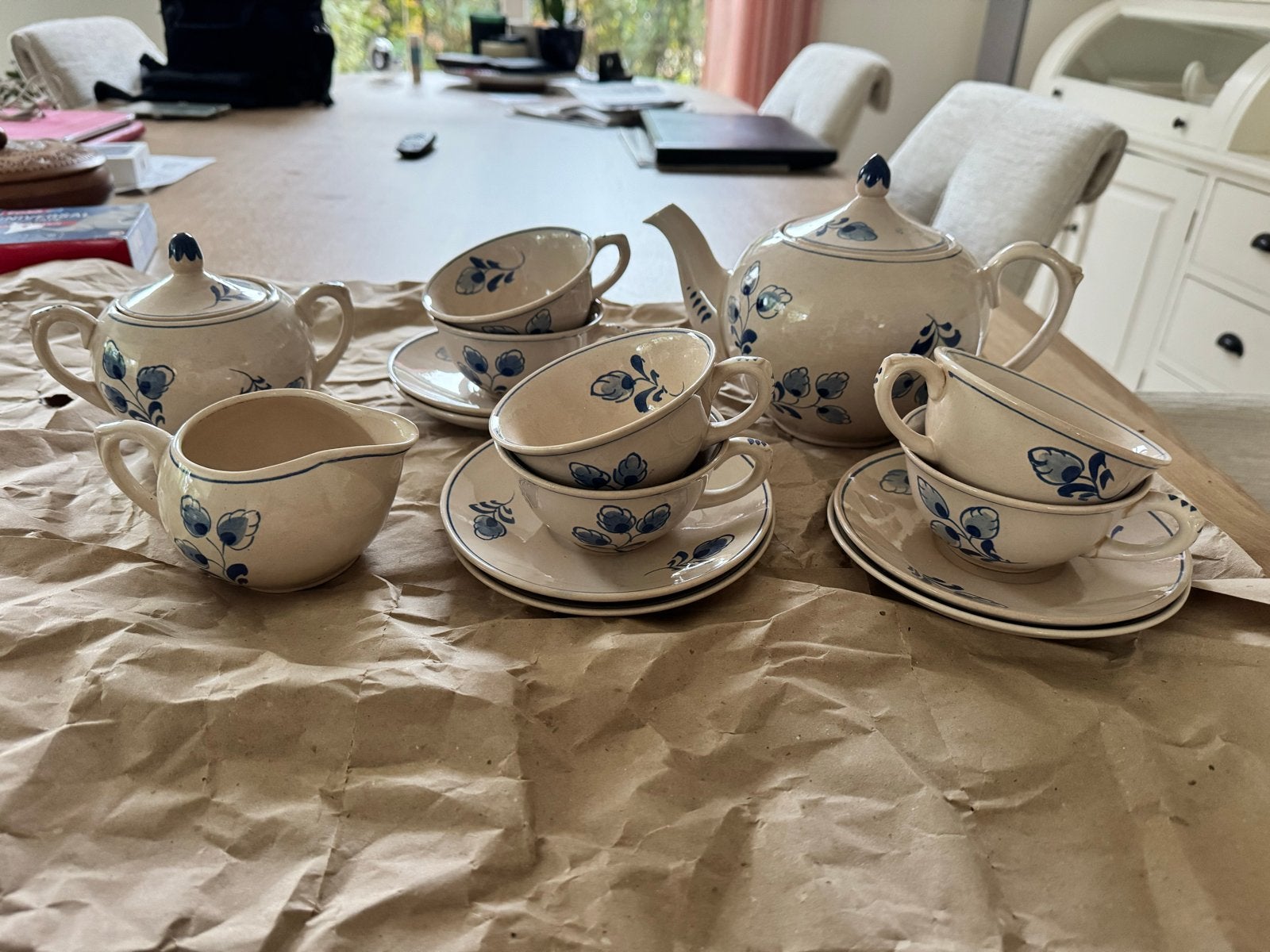 Vintage Serva theeservies - Delfts blauw decor, Ophalen of Verzenden