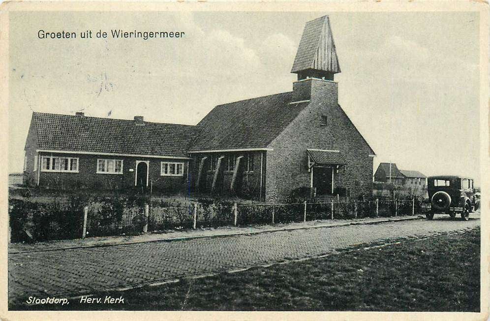 304-239-045 Slootdorp Herv. Kerk Groeten uit Wieringermeer, Verzamelen, Ophalen of Verzenden, Voor 1920, Noord-Holland