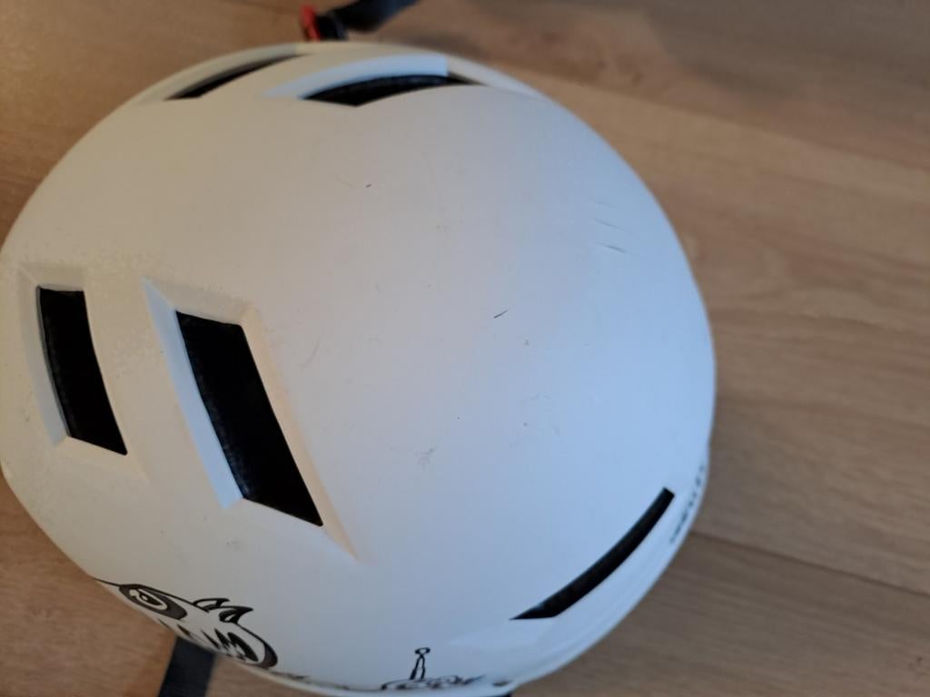 Witte fiets/skate helm voor kinderen met leuke stickers, Ophalen of Verzenden, Gebruikt, Overige maten, Jongen of Meisje