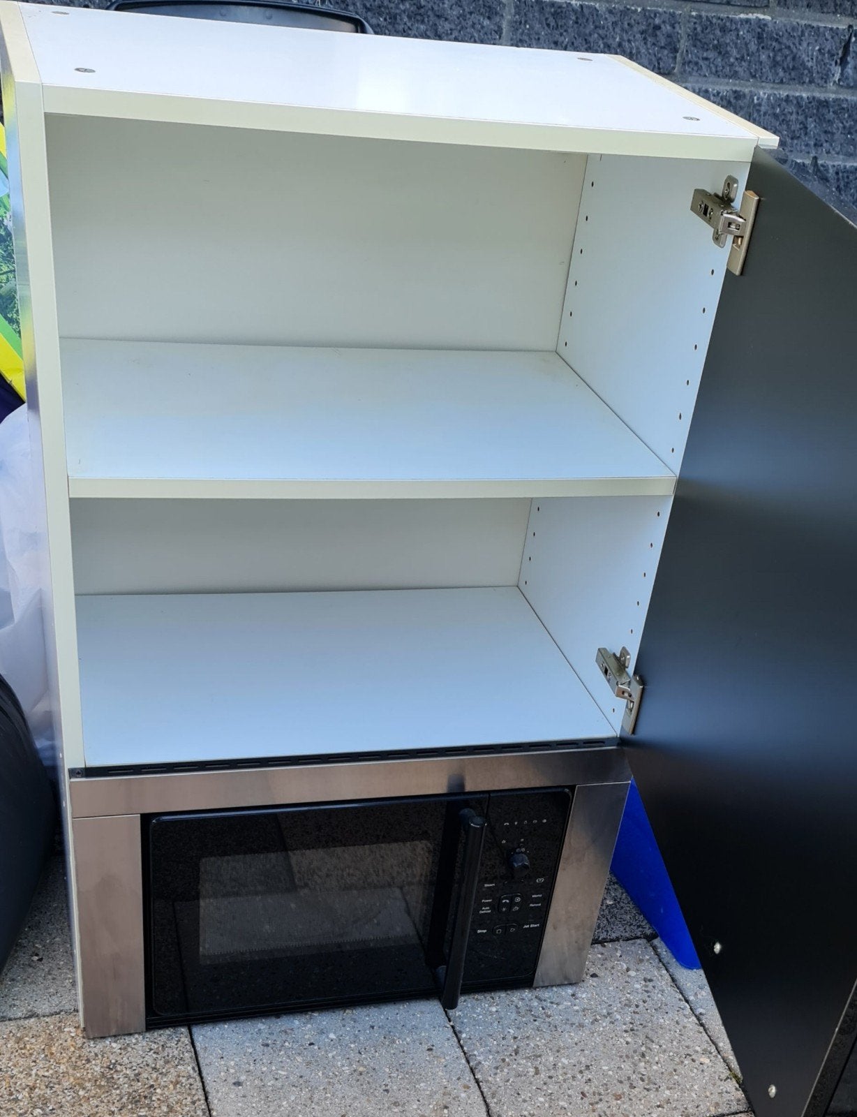 kast met inbouwmagnetron en klein kast( ikea), Ophalen, Gebruikt, Zwart, 50 tot 100 cm