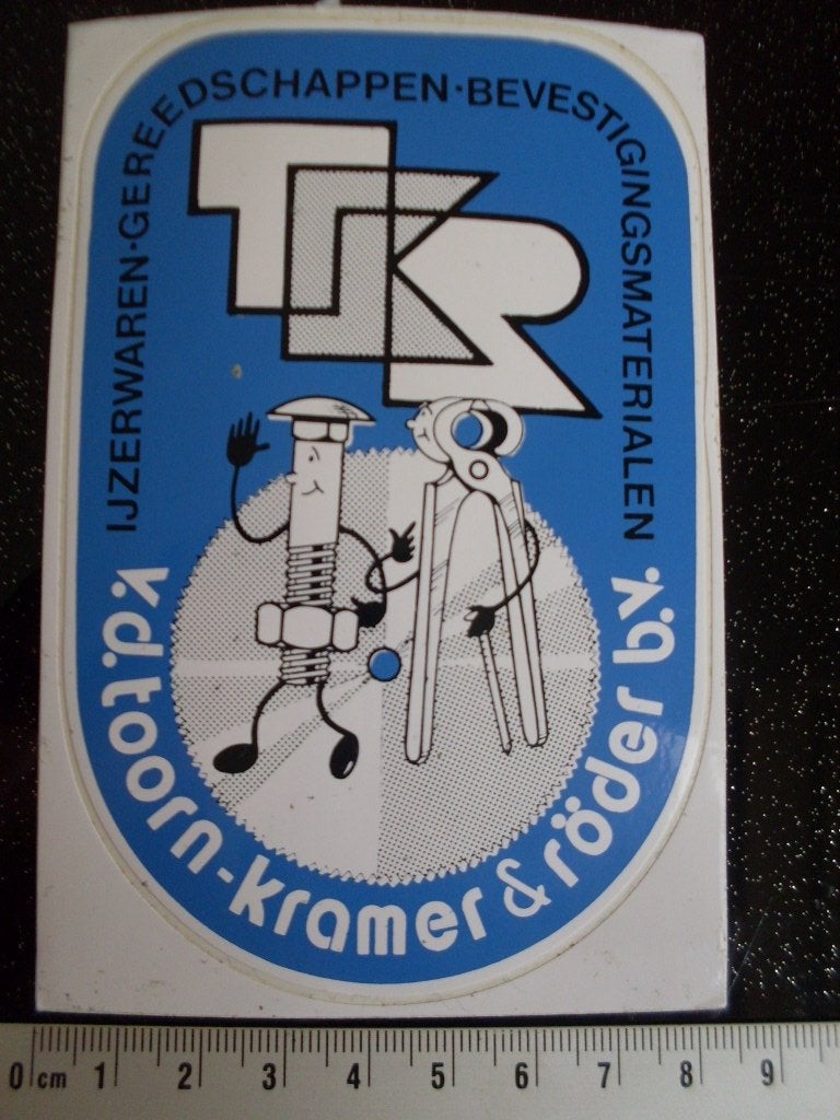 sticker TKR v.d. Toorn-Kramer & roder b.v. ijzerwaren logo, Verzenden, Zo goed als nieuw, Bedrijf of Vereniging