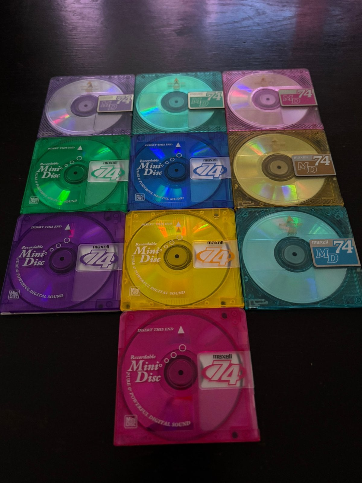 Maxell MiniDisc 74min set van 10 colour MiniDiscs., 2 t/m 25 bandjes, Overige genres, Ophalen of Verzenden, Zo goed als nieuw