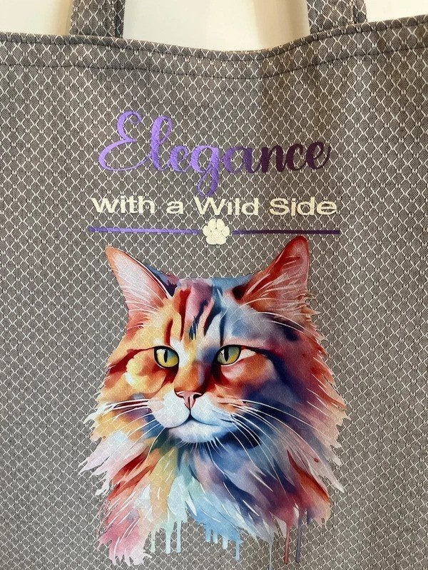 Handgemaakte tote bag shopper met kat, Ophalen of Verzenden, Nieuw, Grijs, Overige merken